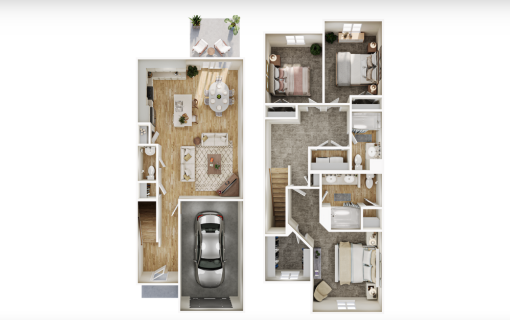 Chayce - 3 bedroom floorplan layout with 2.5 bathrooms and 1479 square feet