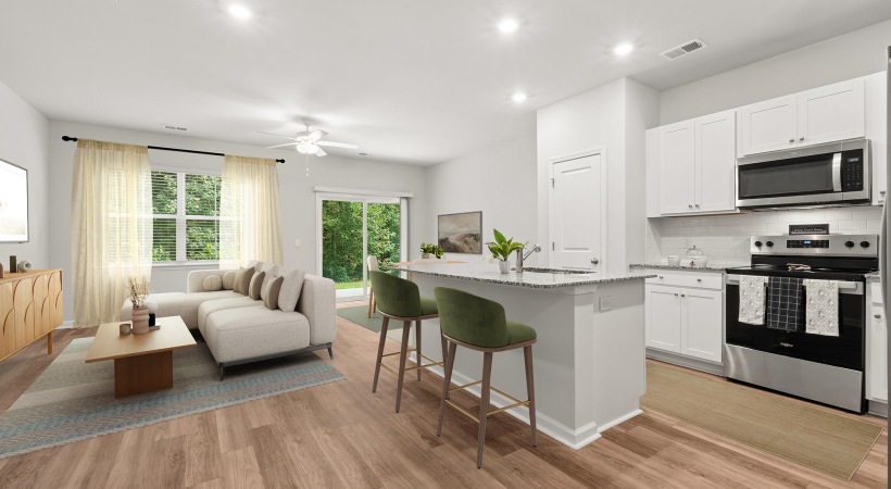 kitchen open to living room
